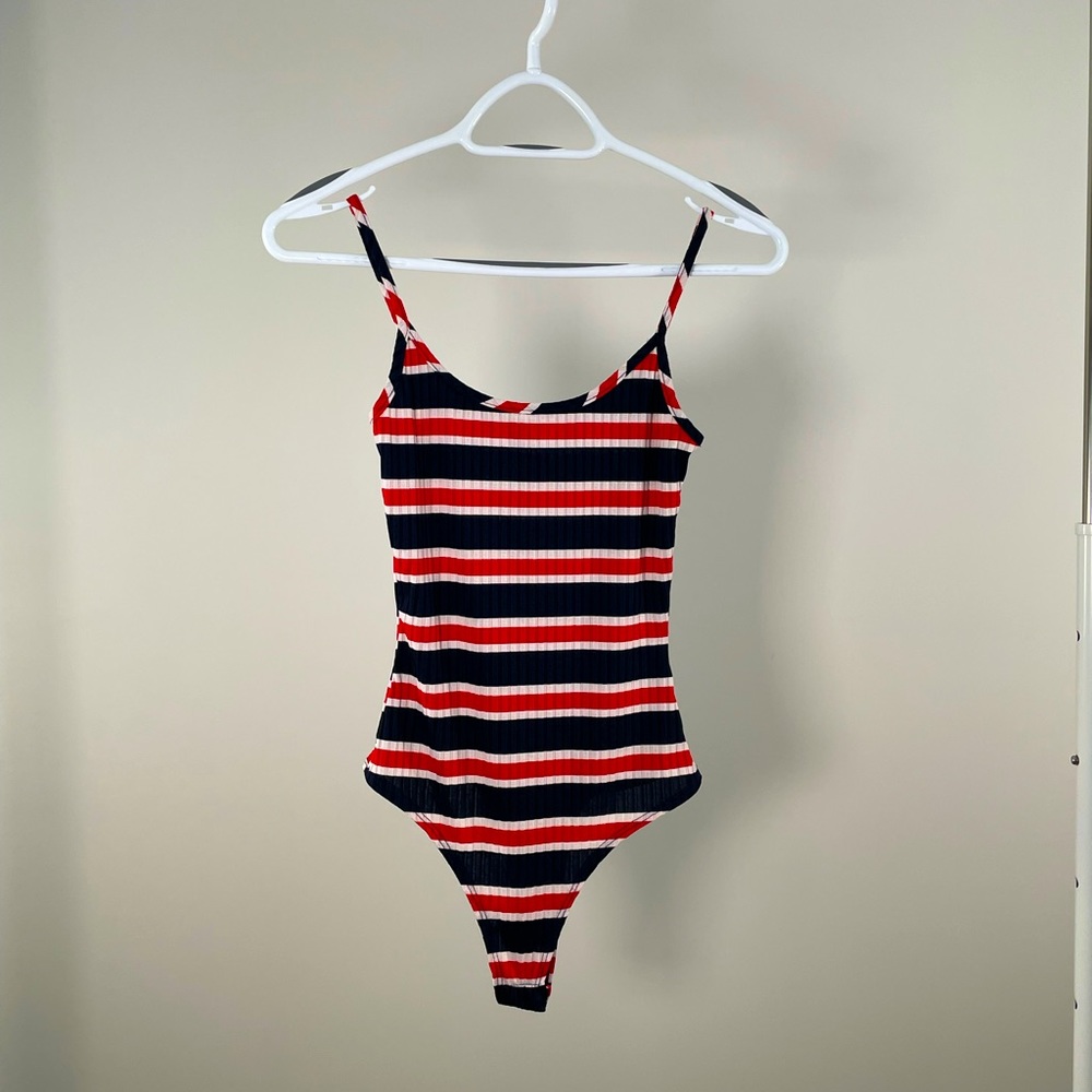 Striped spaghetti strap bodysuit - Fashion Nova